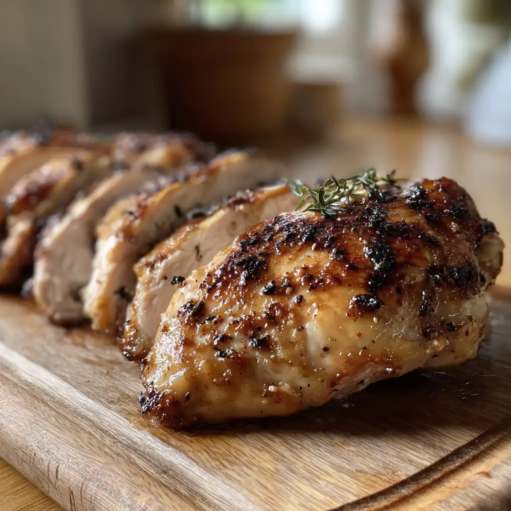 Resting cooked chicken with steam rising