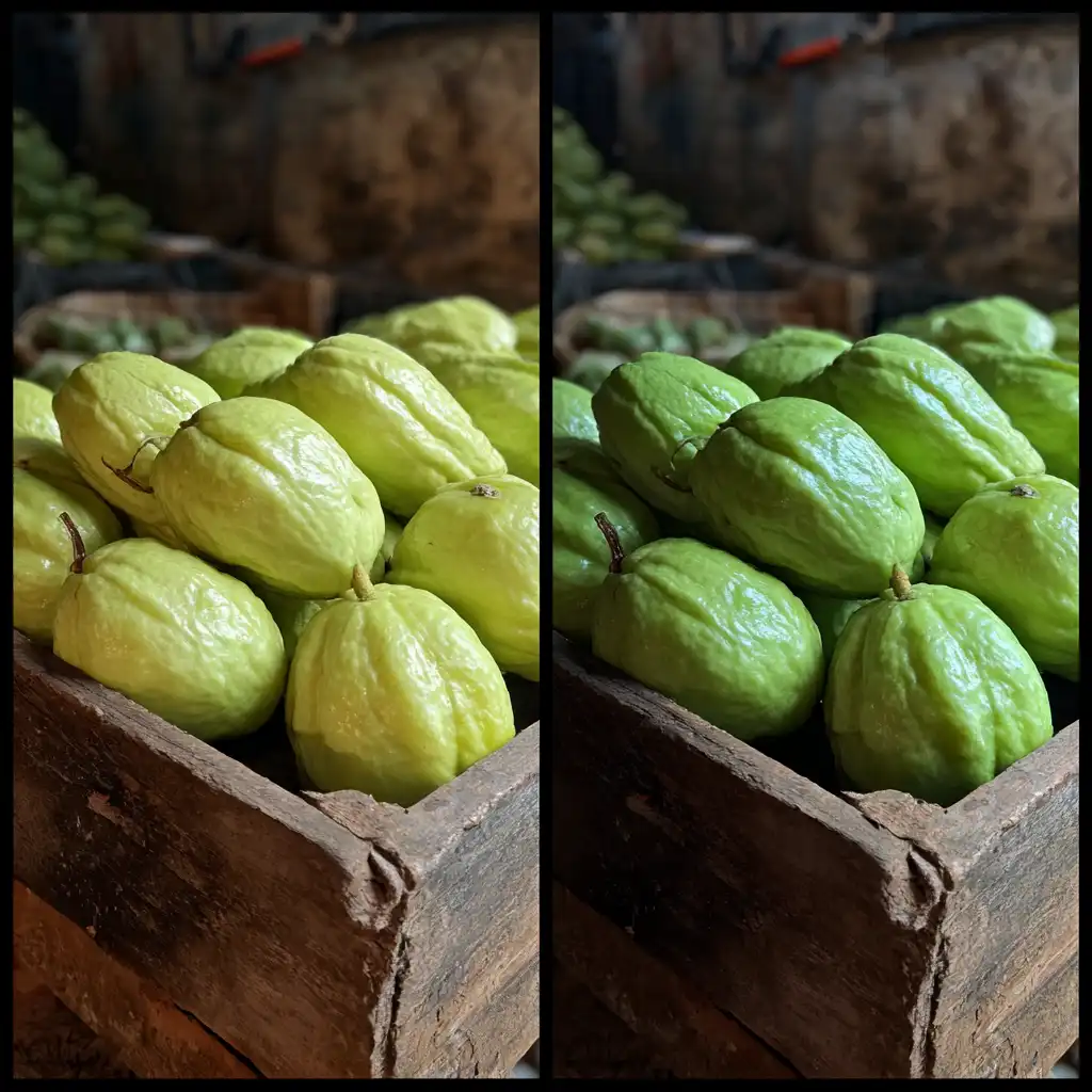 fresh whole chayote in market basket