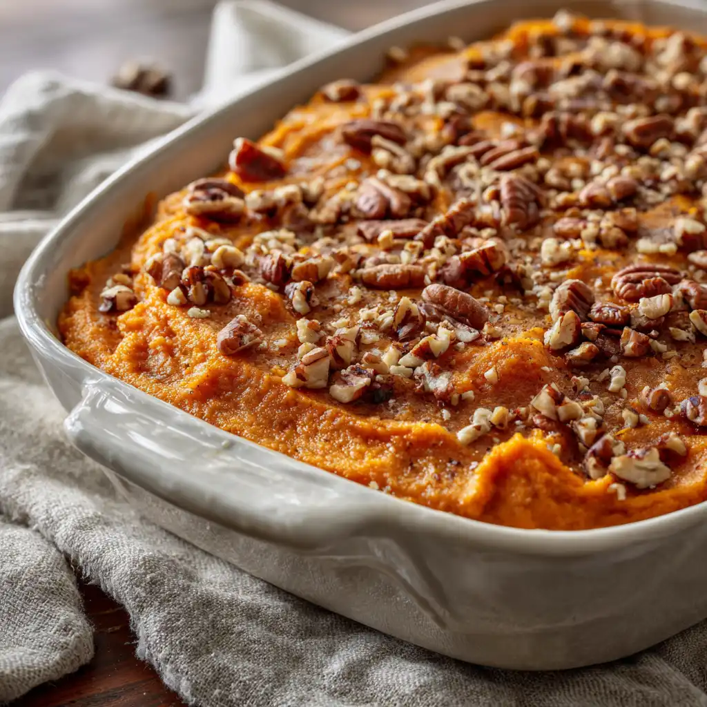 kid friendly sweet potato casserole with smooth texture