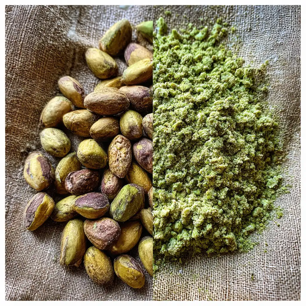 smooth and grainy pistachios paste textures