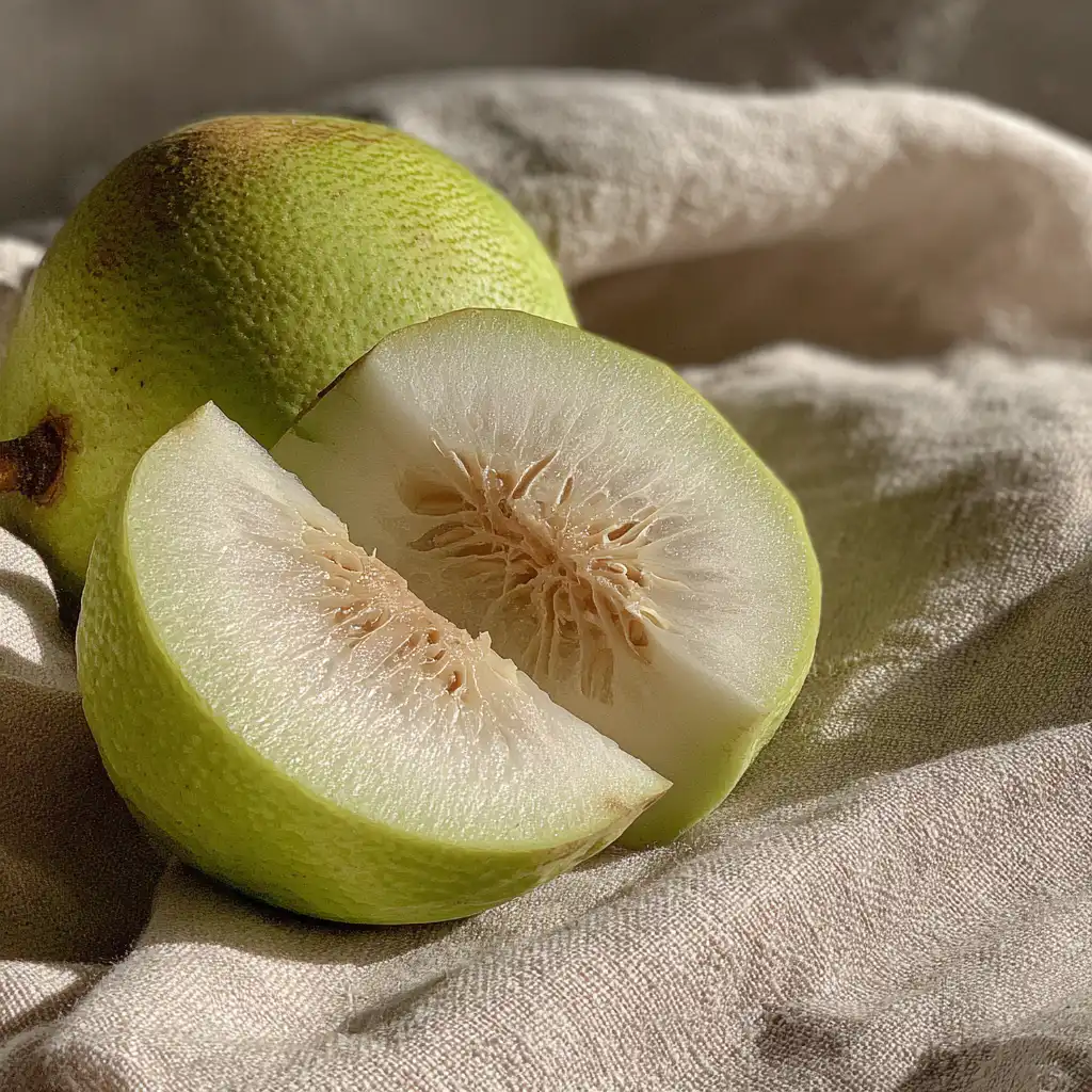 sliced chayote fruit showing texture