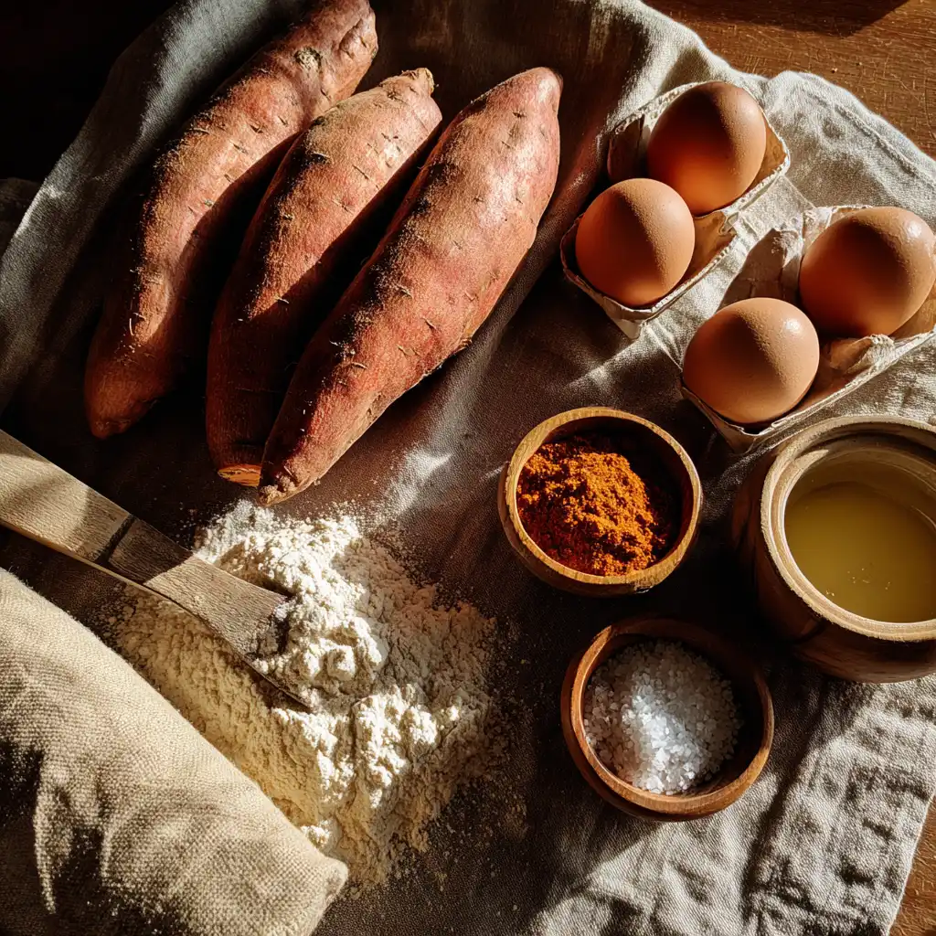 raw sweet potatoes and casserole ingredients