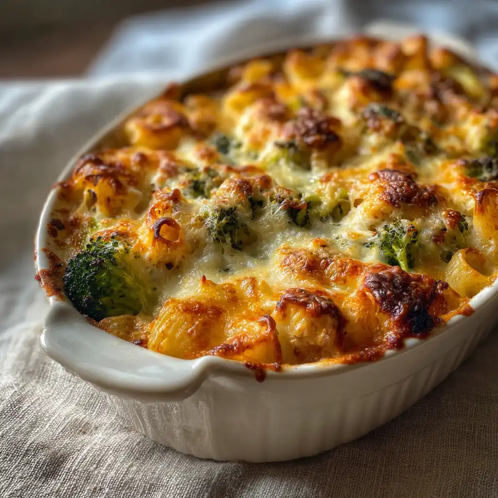 chicken broccoli pasta bake cooking