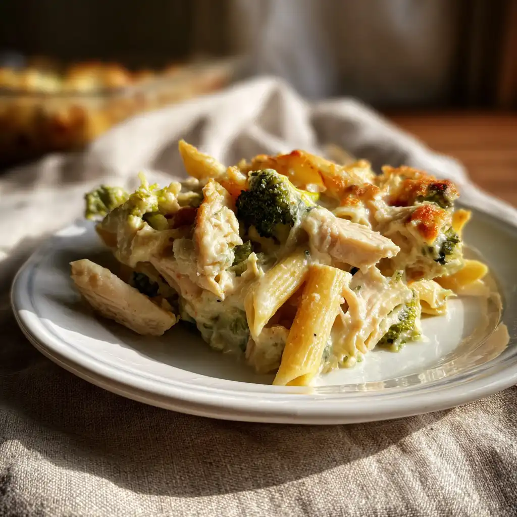 served chicken broccoli pasta bake