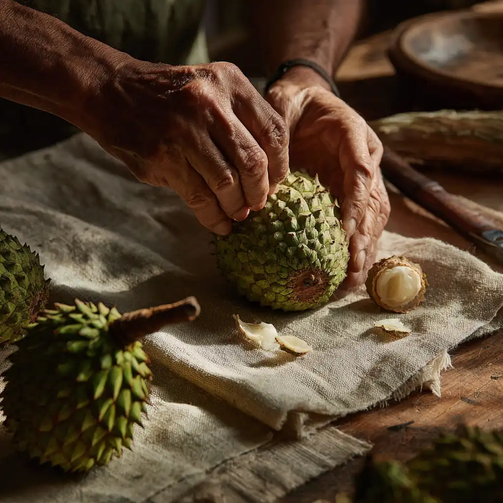 preparing soursop fruit at home