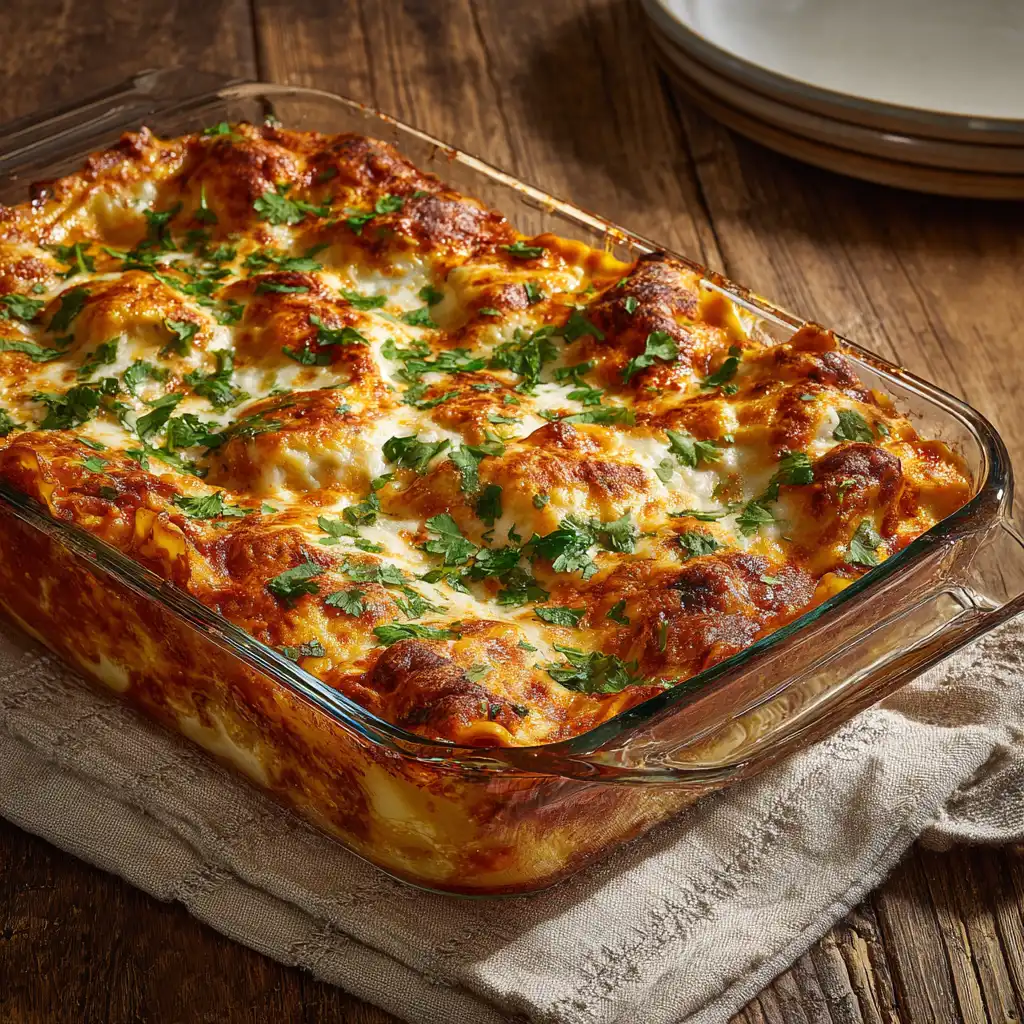Dumpling Lasagna recipe final dish