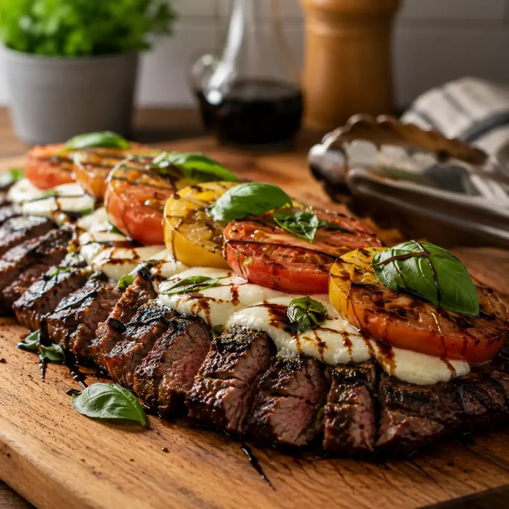 balsamic caprese grilled flank steak recipe featured image