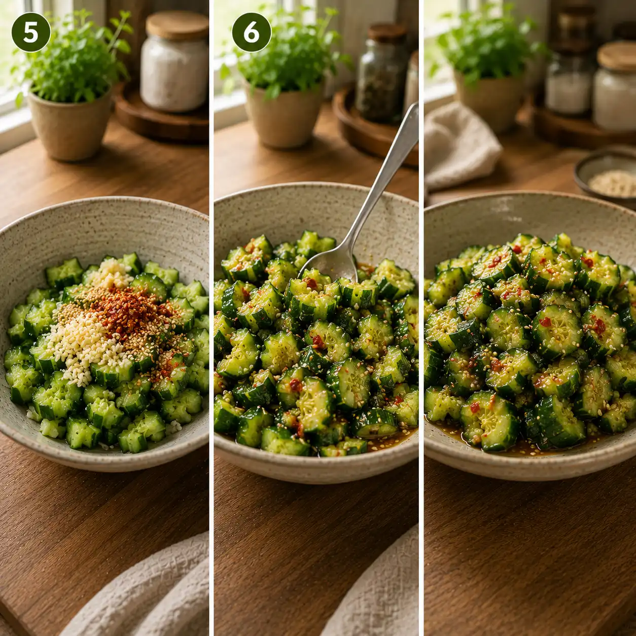 simple asian cucumber salad final dish