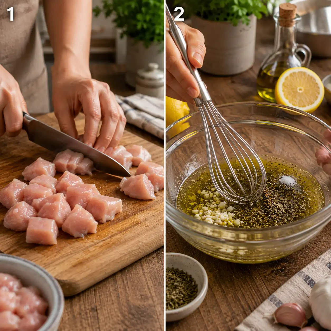 Mediterranean Chicken Pita preparation