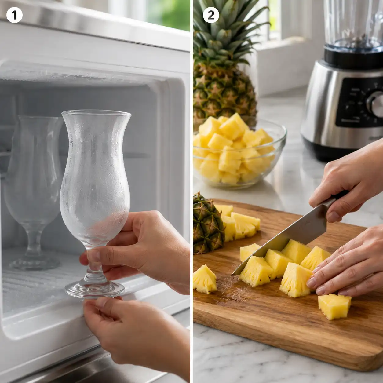 non alcoholic pina colada preparation