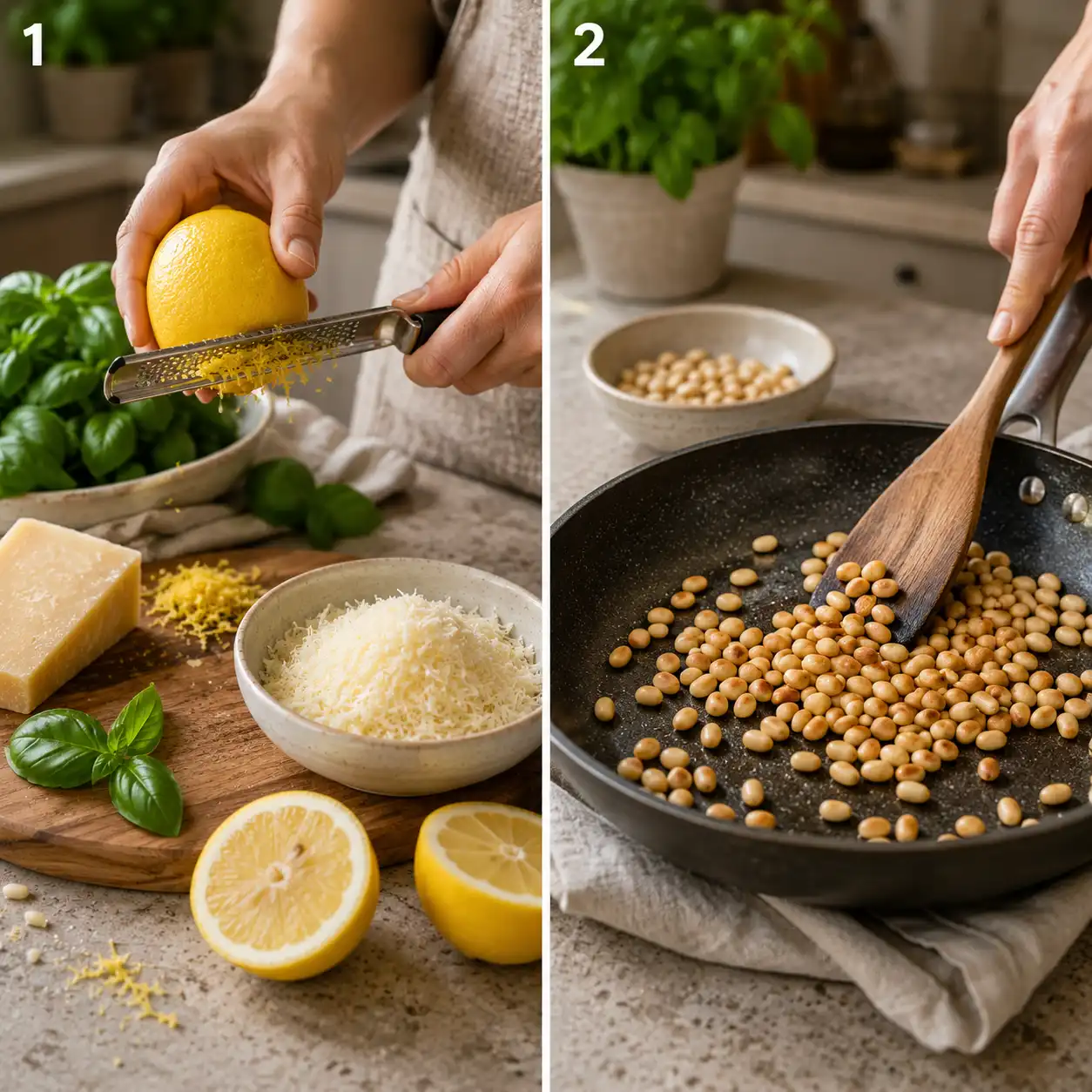 lemon pesto preparation