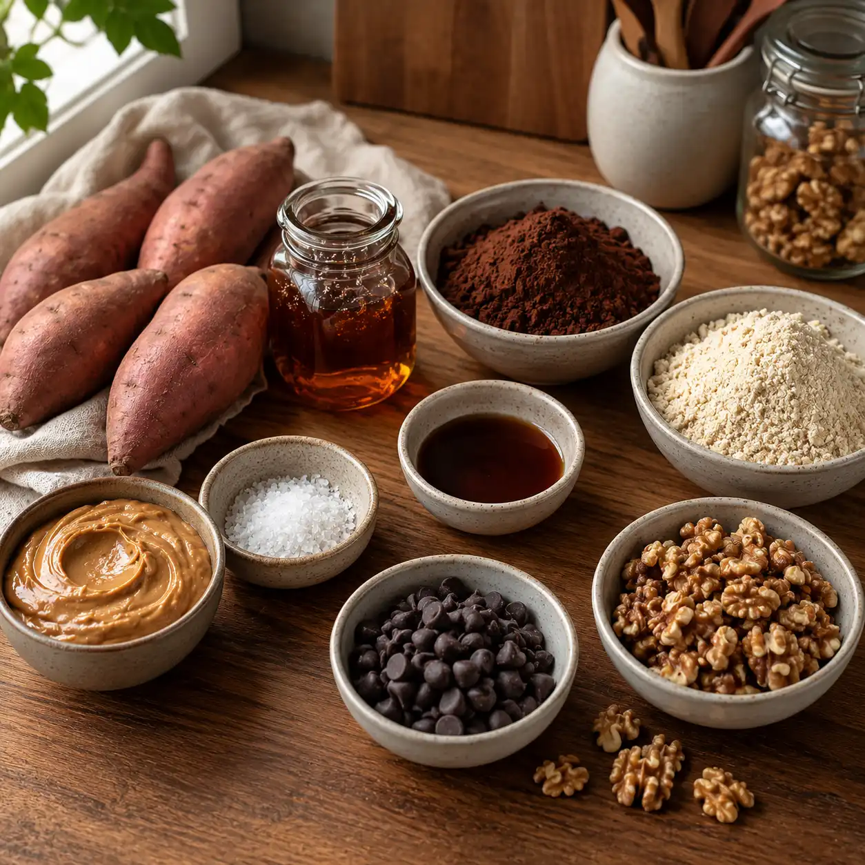 sweet potato brownie with peanut butter ingredients