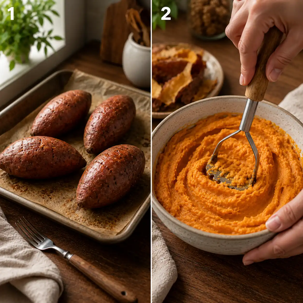 sweet potato brownie with peanut butter recipe preparation step 1