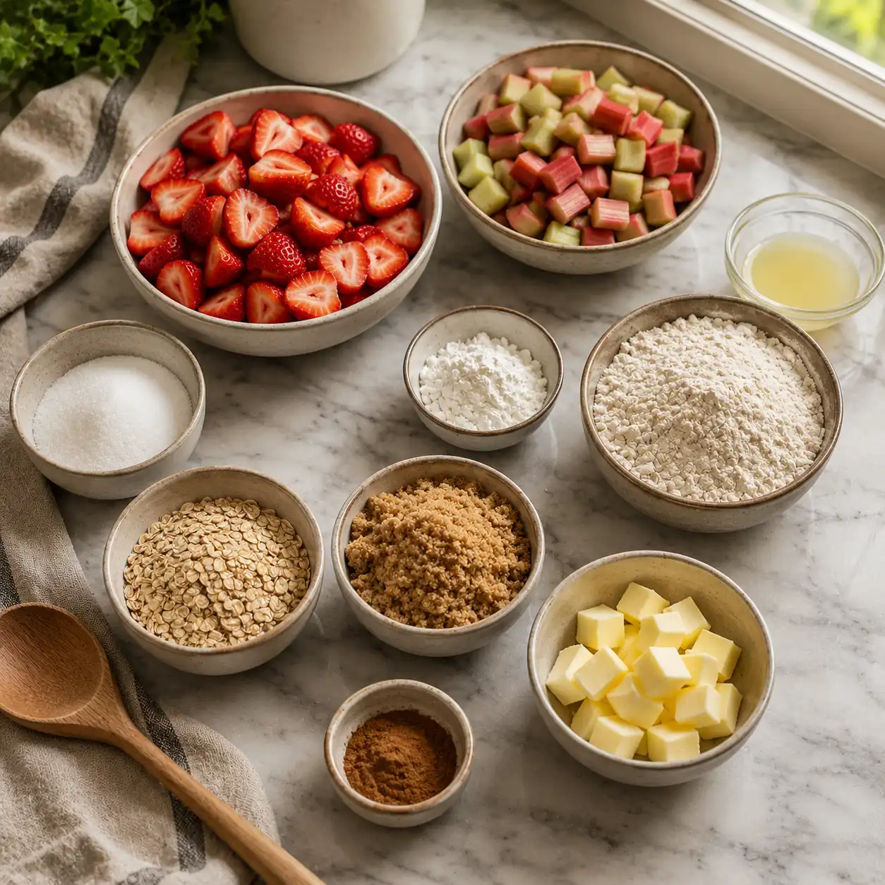 strawberry rhubarb crumble ingredients