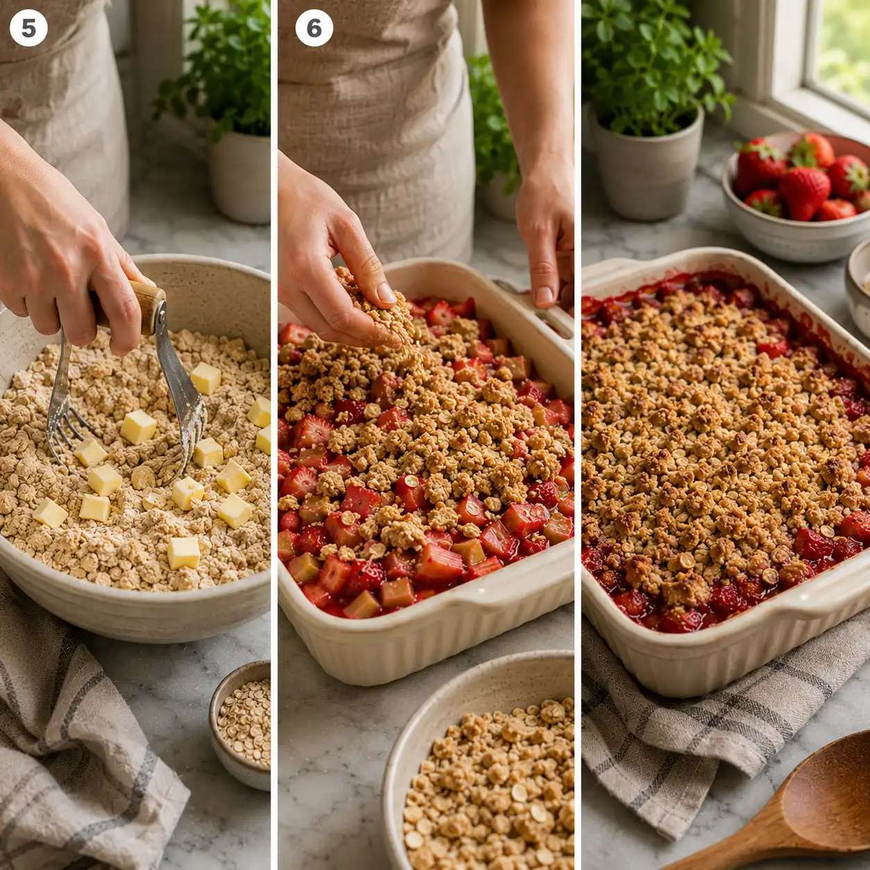 strawberry rhubarb crumble final dish