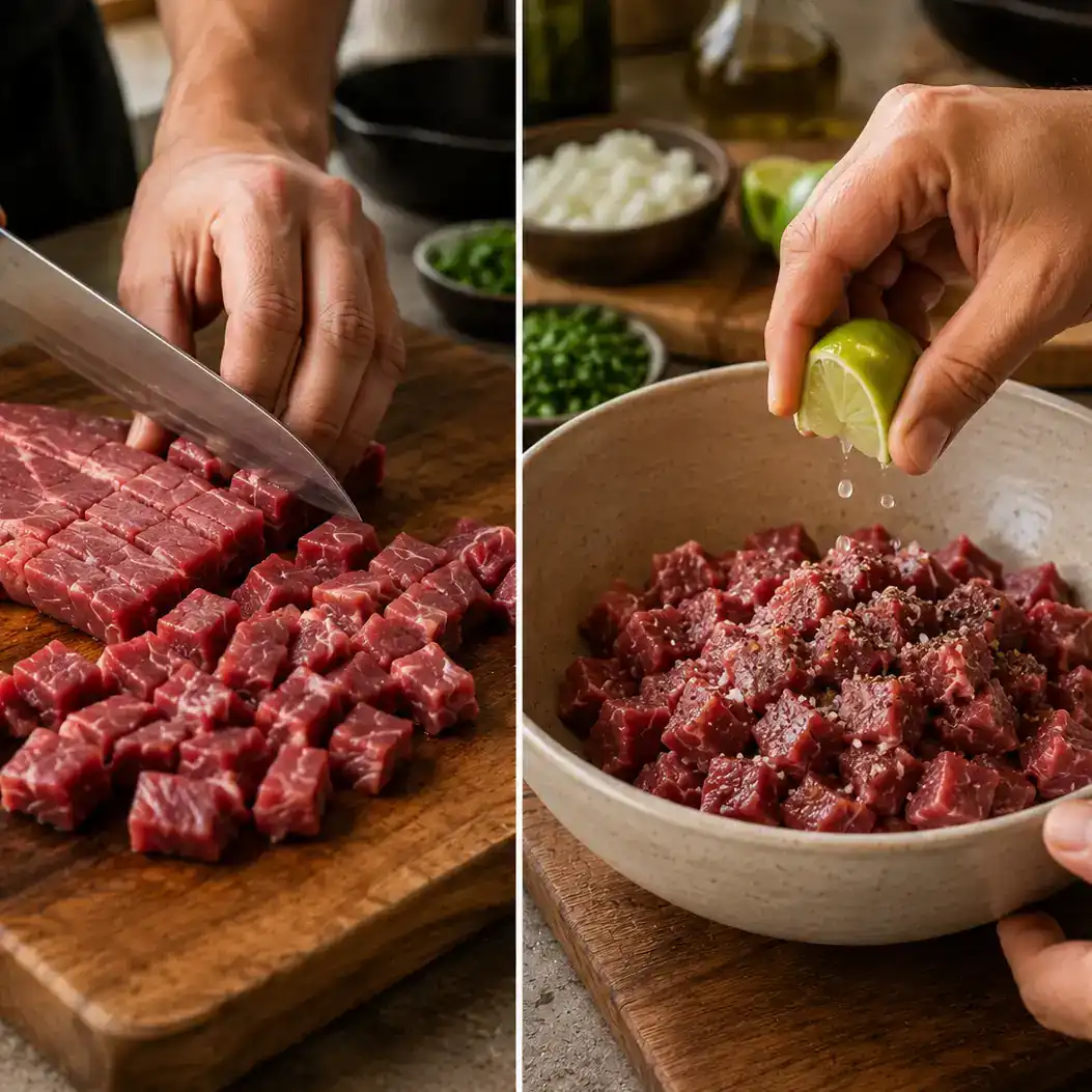 campechano taco preparation