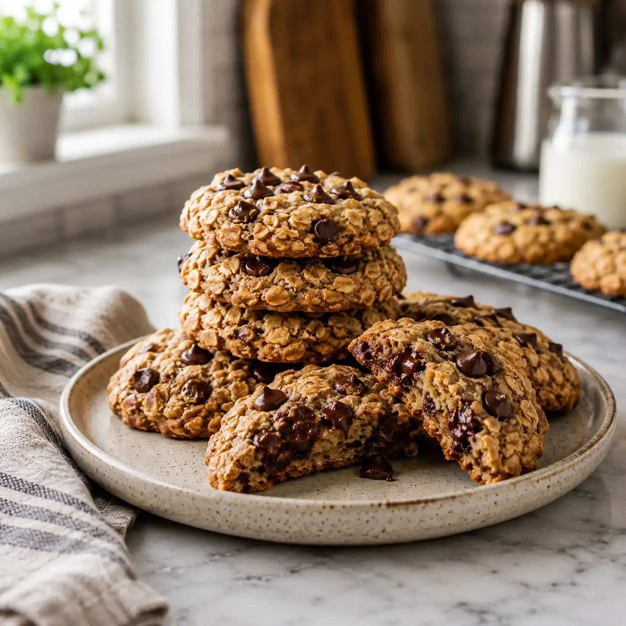 healthy oatmeal chocolate chip cookies recipe featured image