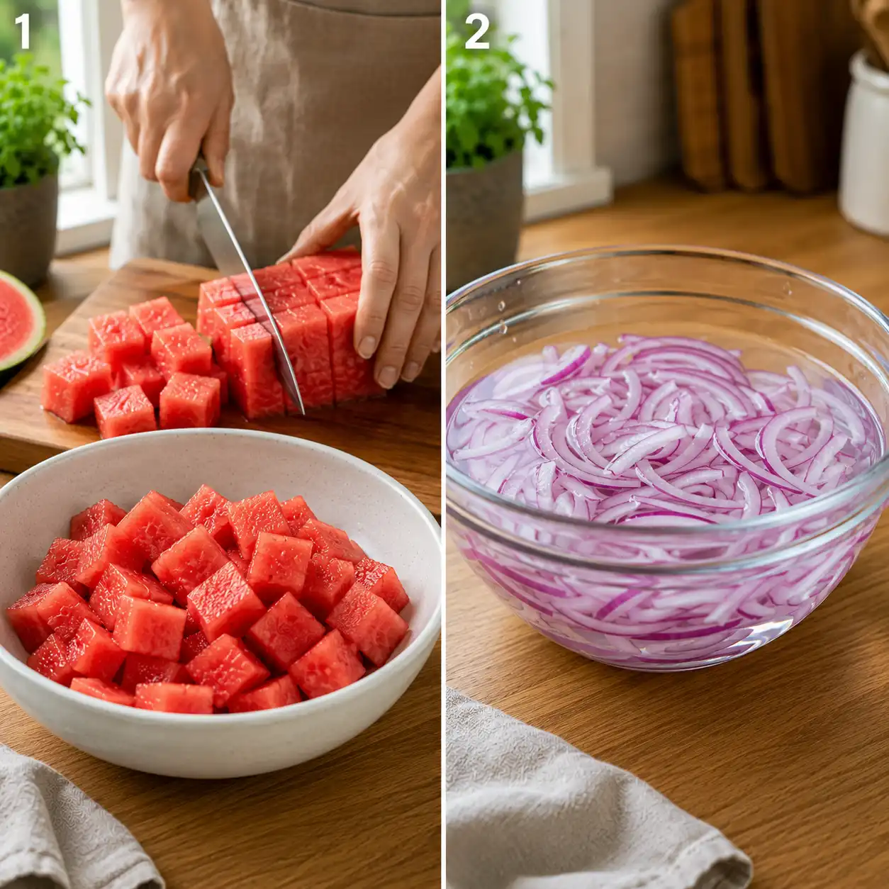 feta watermelon salad recipe preparation