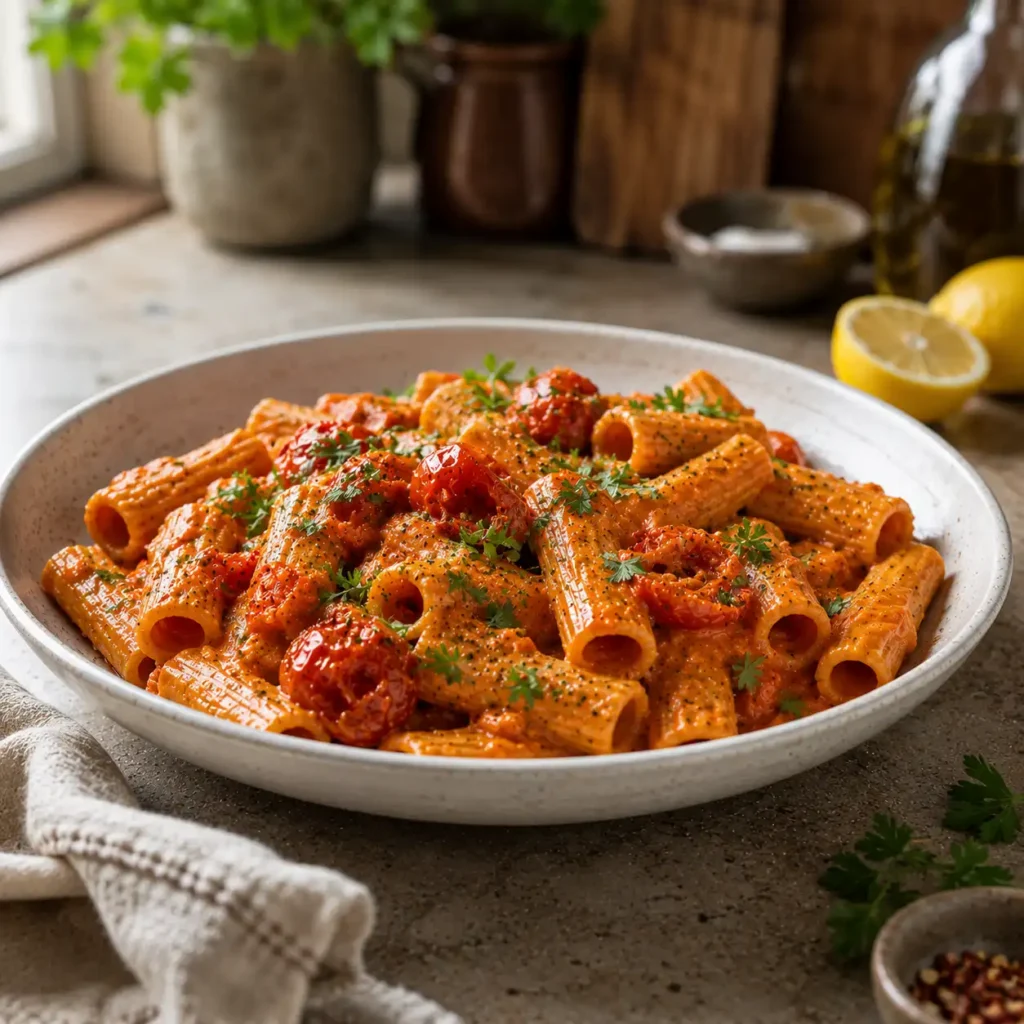 Zena Kamgaing tomato harissa pasta recipe recipe featured image