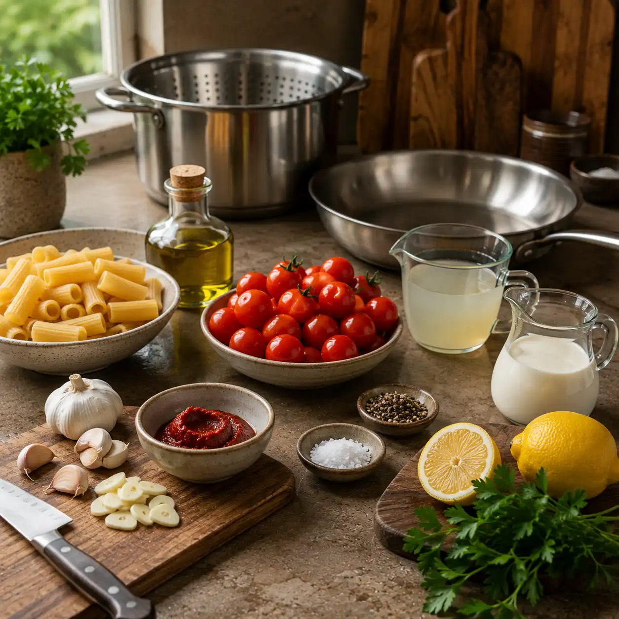 Zena Kamgaing tomato harissa pasta recipe ingredients
