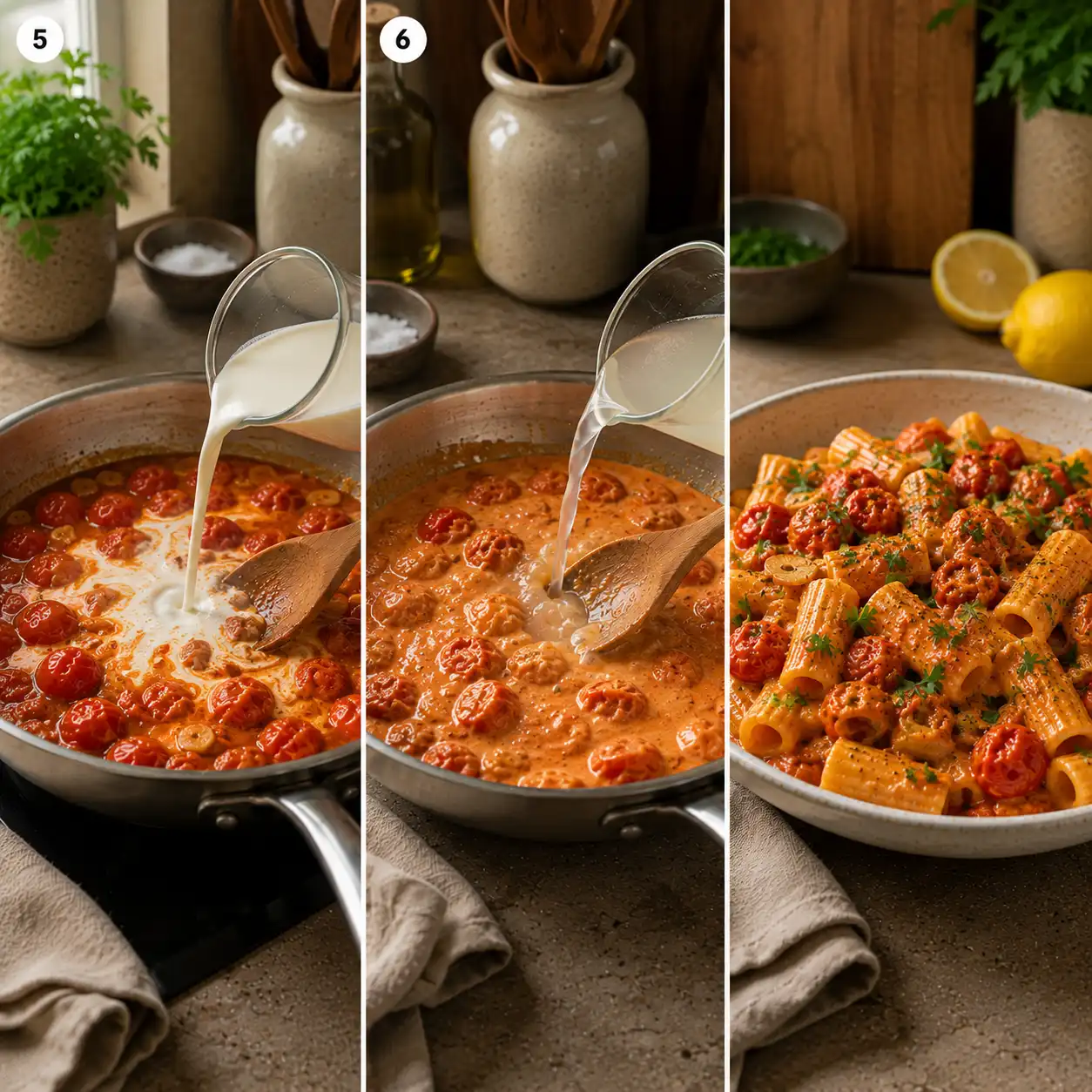 Zena Kamgaing tomato harissa pasta recipe final dish