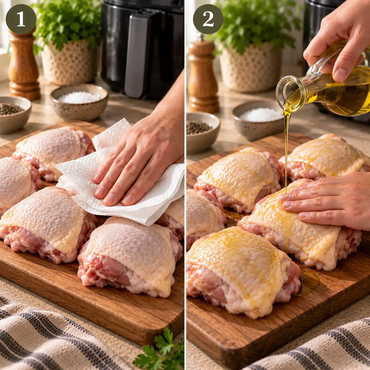 Air Fryer Chicken Thighs preparation