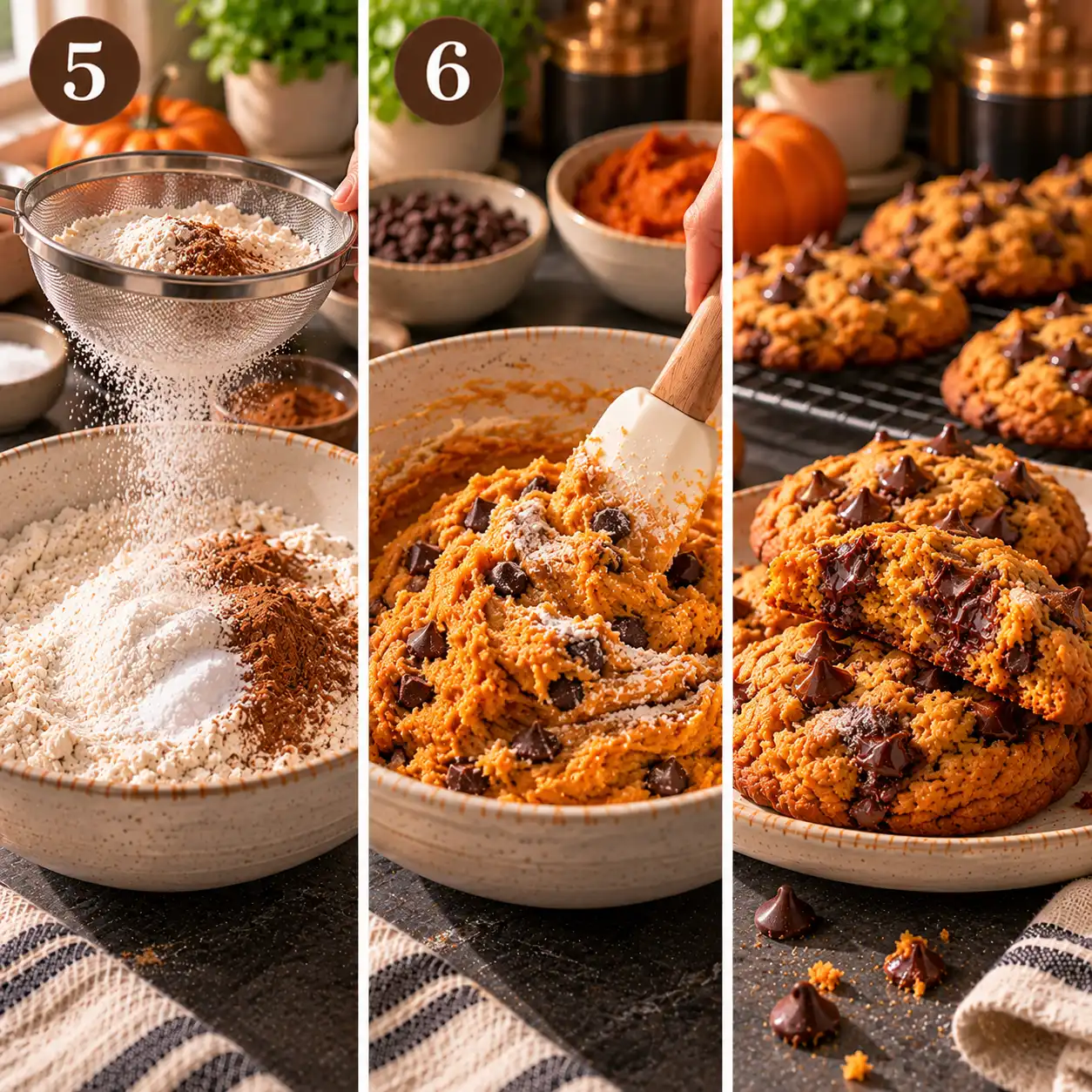chewy pumpkin chocolate chip cookies final dish